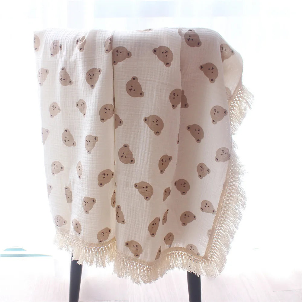 Baby's Blanket - Organic Cotton - Cute Bear Design - 2 sizes