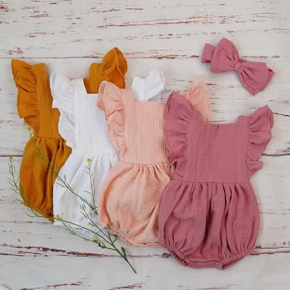 Organic Cotton Summer Baby Girls Playsuit