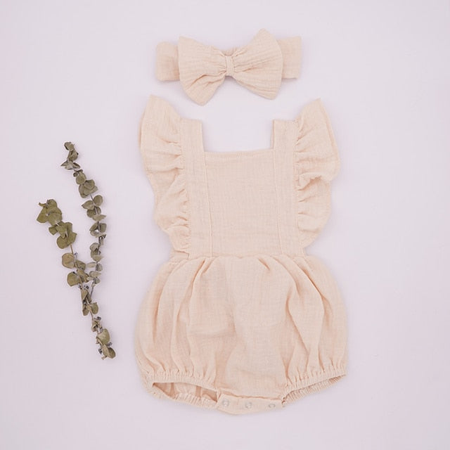 Organic Cotton Summer Baby Girls Playsuit