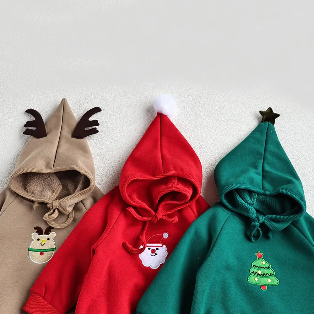 Christmas Baby Boys or Girls Bodysuit With Hood