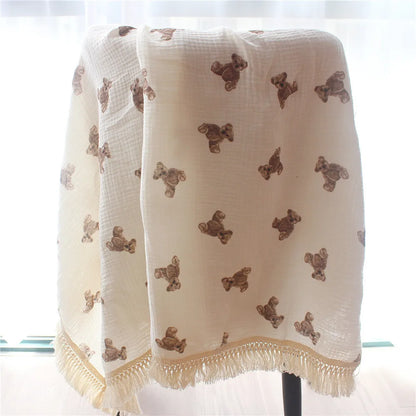 Baby's Blanket - Organic Cotton - Cute Bear Design - 2 sizes