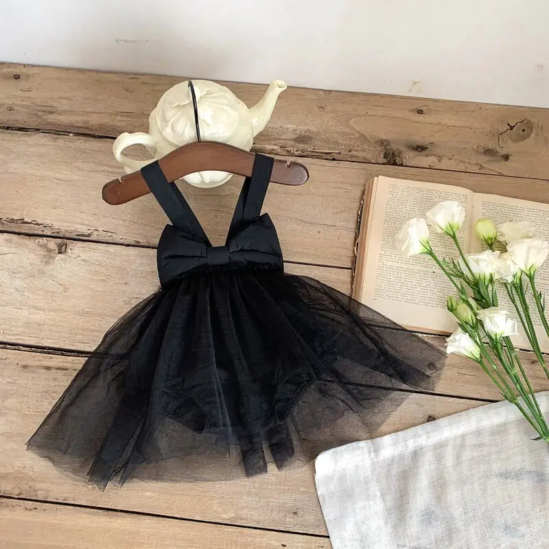 Baby Girl's Outfit - Bow Collar Bodysuit and Tutu Overskirt